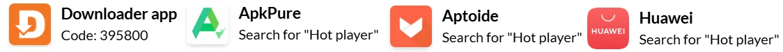 Hot IPTV and HotPlayer Pro supported app bar
